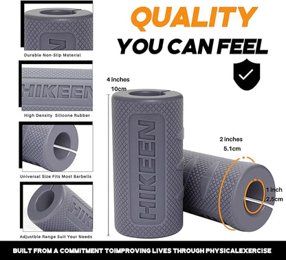 Hikeen Thick Bar Dumbbell Grips,Non Slip Hard Rubber Barbell Grips,Grips for Weight Lifting, Muscle