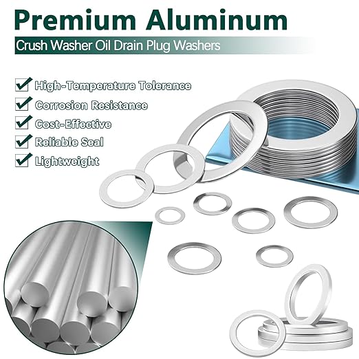 600PCS Oil Drain Plug Gasket Kit,18 Sizes Aluminum Crush Washers Assortment Kit,Automotive, Crush