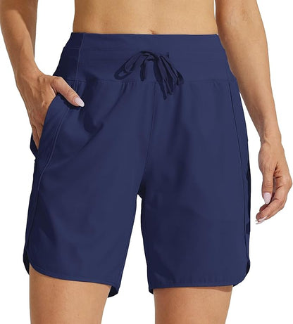 Willit Women's 7" Athletic Running Shorts Long Workout Hiking Shorts Quick Dry High Waisted Active