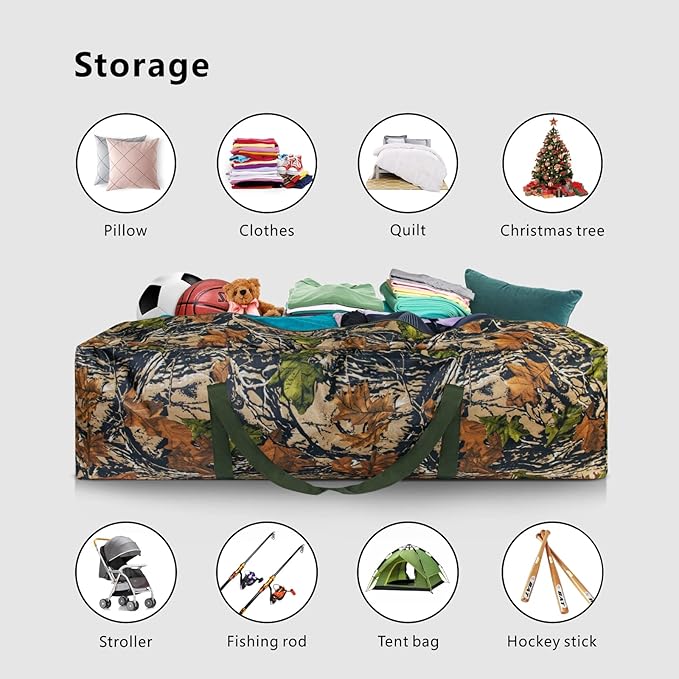 TOPDesign 46 Inch Extra Large Zippered Duffel Bag for Travel Camping Sports Equipment Storage