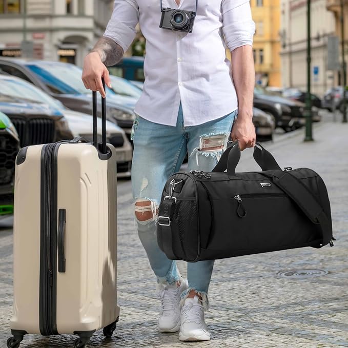 TOPDesign Gym Bag for Women & Men, Unisex Duffel Bag with Shoe Compartment & Wet Pocket for Travel