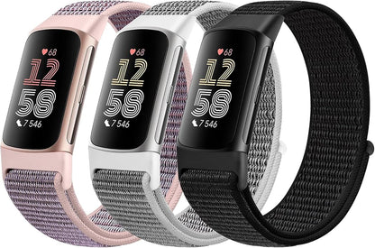 Sport Loop Nylon Watch Bands Compatible with Fitbit Charge 6/5, Adjustable Breathable Replacement