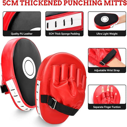 Punching Mitts Kick Pack Set, Boxing Pads Curved Focus Punching Mitts Kickboxing Striking Target