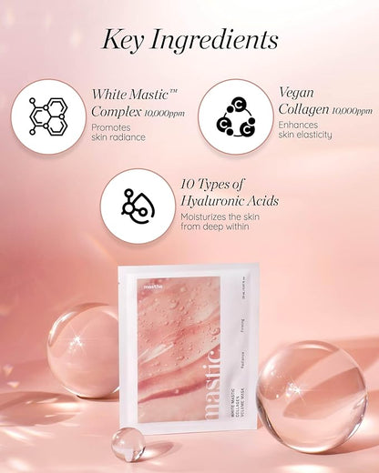 MASTINA White Mastic Face Mask (Collagen Volume, 4 pc) Premium Korean Skin Care for Elasticity &