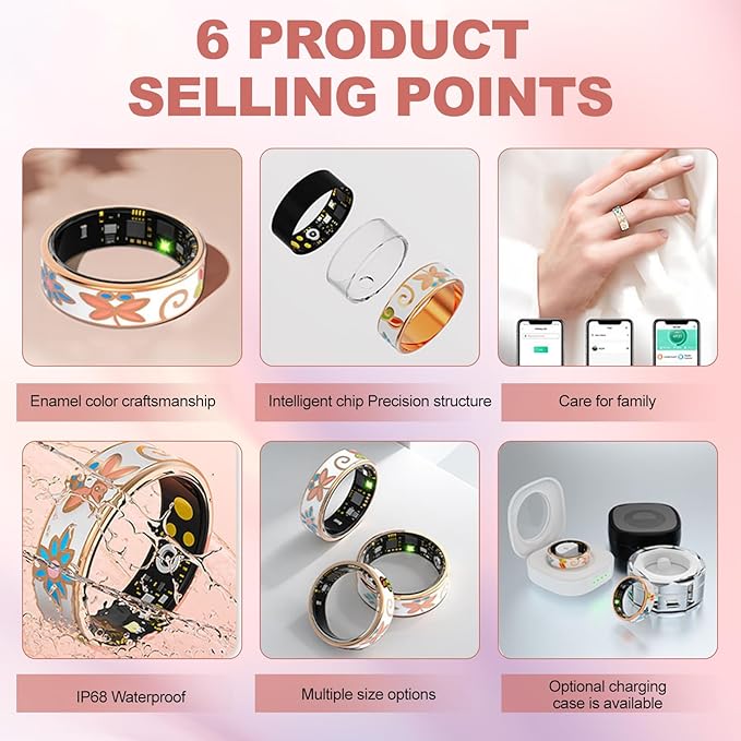 Advanced Smart Health Ring for Men & Women - IP68 Waterproof Health Tracker Ring with Heart Rate