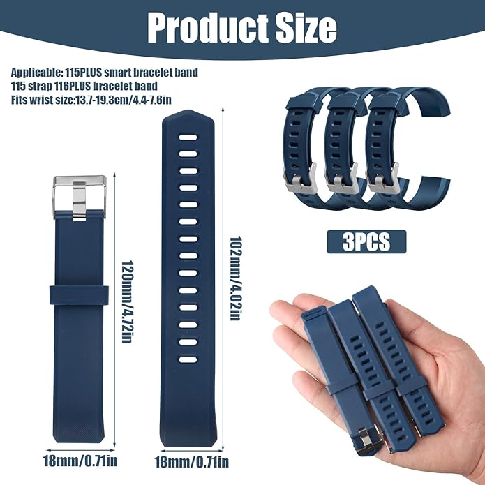 Watch Bands Replacement for ID115plus HR, Very Fit Pro Activity Fitness Tracker Wrist Bands Set