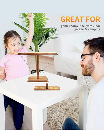 Hook and Ring Game Handmade Wooden Toss Game for Kids and Adults,Yard Games,Toss Game for