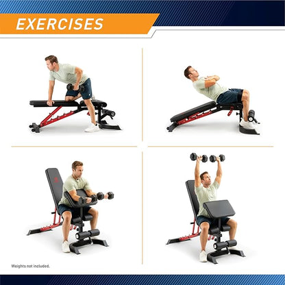 Marcy Adjustable Weight Bench for Home Gym, Heavy-Duty Workout Bench Press with 7-Position