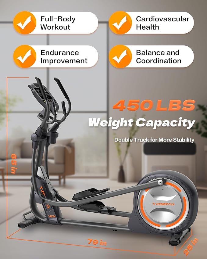 Elliptical Machine, Elliptical Exercise Machine for Home with Hyper-Quiet Magnetic Drive System
