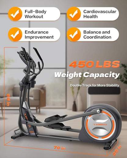 Elliptical Machine, Elliptical Exercise Machine for Home with Hyper-Quiet Magnetic Drive System