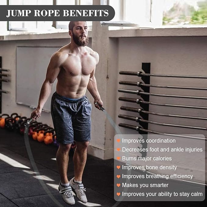 Redify Weighted Jump Rope for Workout Fitness(1LB), Tangle-Free Ball Bearing Rapid Speed Skipping