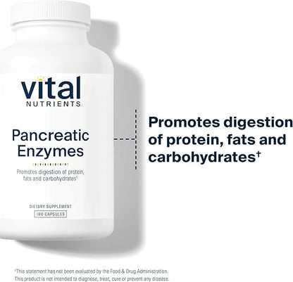 Vital Nutrients Pancreatic Enzymes 1000mg (Full Strength) | Pancreatin Digestion Supplement with