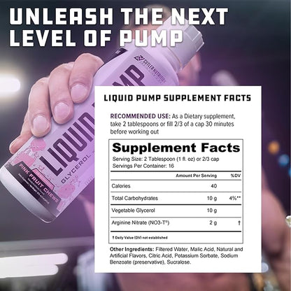 Liquid Pump - Glycerol and Arginine Nitrates for Optimized Pump pre-Workout Liquid Caffeine Free