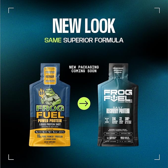 Frog Fuel Power Regular Protein Shot, 15g Protein Nano-Hydrolyzed Grass Fed Collagen, Post Workout
