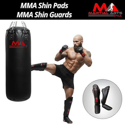 Muay Thai Shin Guards, Shin Pad for Martial Arts, Kick Boxing Leg Instep Protection Pads for