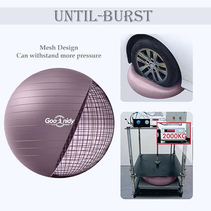 Soft Exercise ball, Anti-Burst Yoga Ball Chair Supports 2200lbs, Workout Equipment w/ Pump for