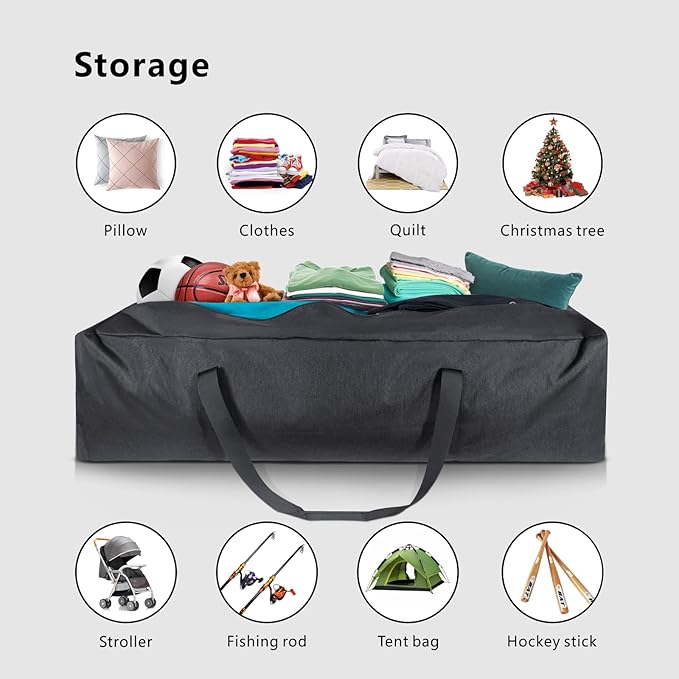 TOPDesign 46 Inch Extra Large Zippered Duffel Bag for Travel Camping Sports Equipment Storage