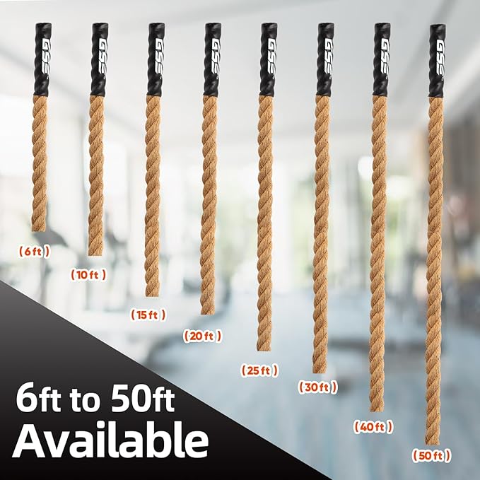 GSE Games & Sports Expert Gym Sisal Climbing Rope, Heavy Workout Rope for Indoor/Outdoor Workouts