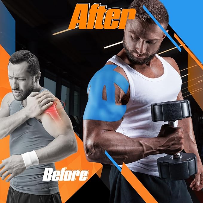 20 Count Kinesiology Tape for Shoulder Pain Relief Pre Cut Sports Waterproof Breathable Enhance