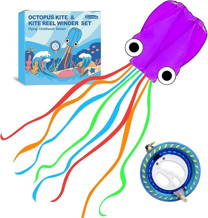 Octopus Kites for Kids & Adults Easy to Fly, 24”x 158” Large Soft Kite Kit for Boys and Girls