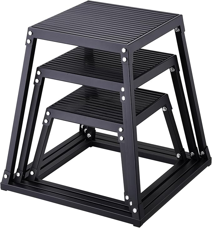 VEVOR Plyometric Jump Box, 18 Inch Plyo Box, Steel Plyometric Platform and Jumping Agility Box