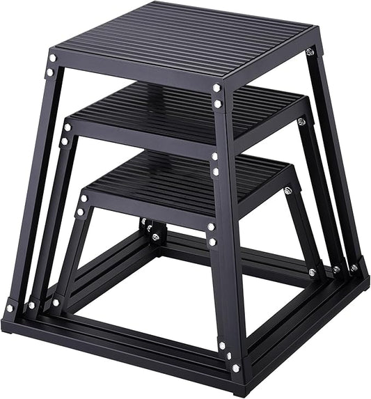 VEVOR Plyometric Jump Box, 18 Inch Plyo Box, Steel Plyometric Platform and Jumping Agility Box