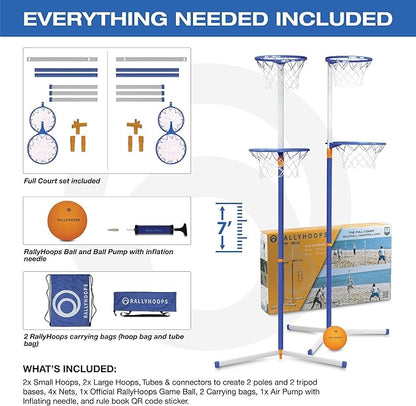 7 FT - World’s First Sports Game to Mash Volleyball & Basketball - Setup in Seconds - Quick & Easy