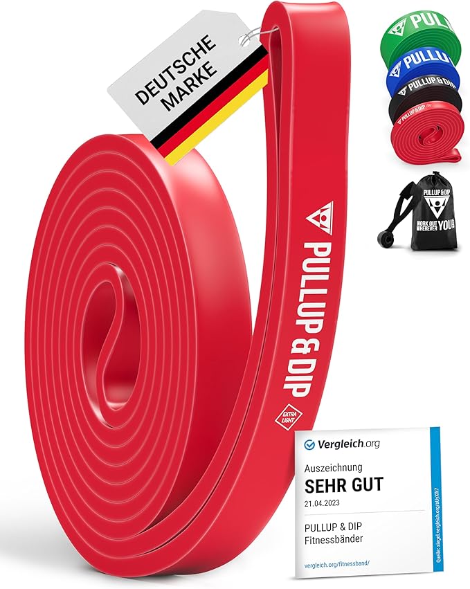 PULLUP & DIP Fitness Bands, Resistance Bands with Bag, Door Anchor (with Sets) and Exercise Guide