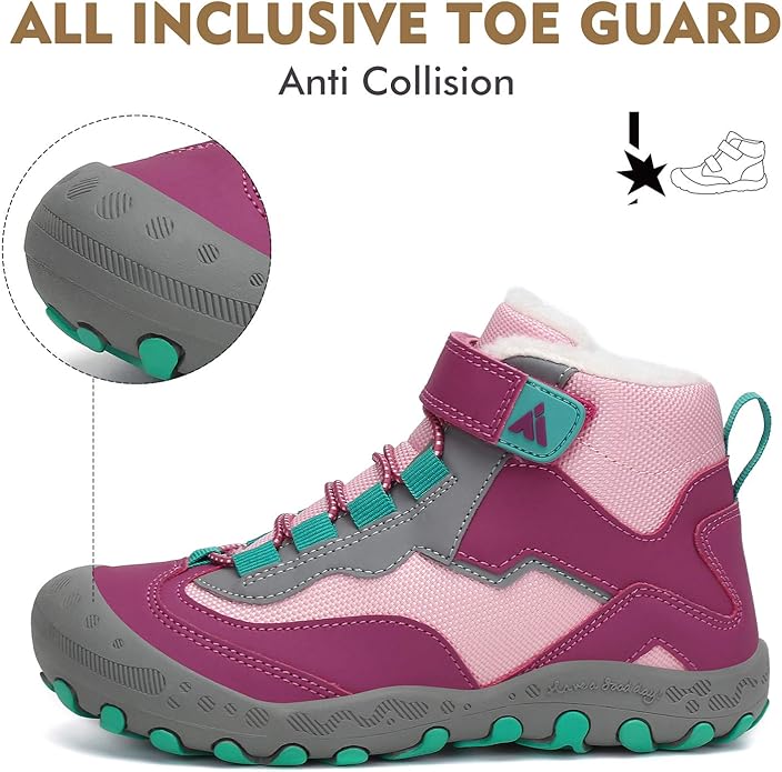 Mishansha Kids Hiking Boots Toddler Girls Boys Hiking Shoes Water-Resistant Anti-Collision Non-Slip