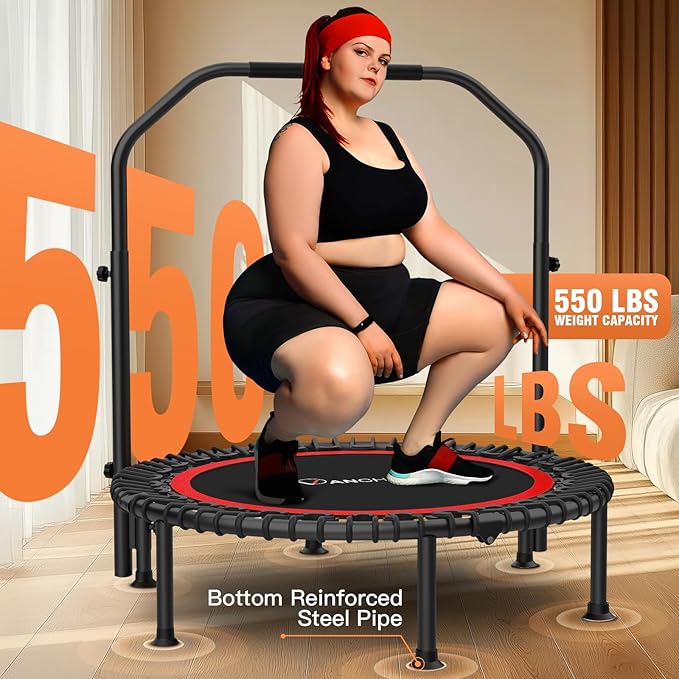 ANCHEER 40"/48" Foldable Rebounder Trampoline for Adults/Kids with Resistance Bands and Bungees