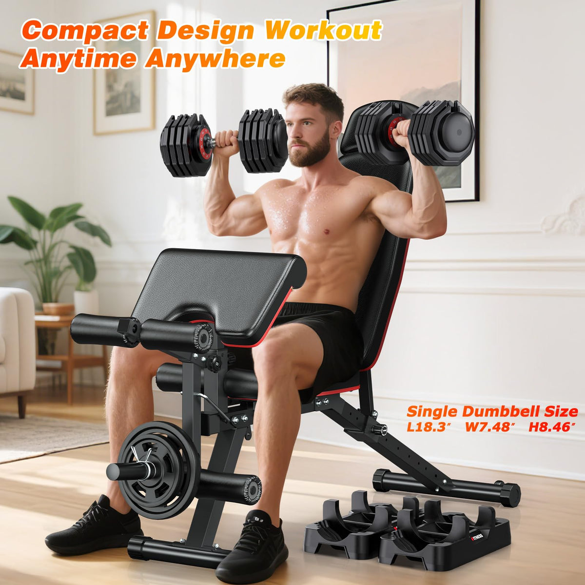 XDDIAS Adjustable Dumbbells Set of 2, Weight Set at Home (55LB 10-Level)