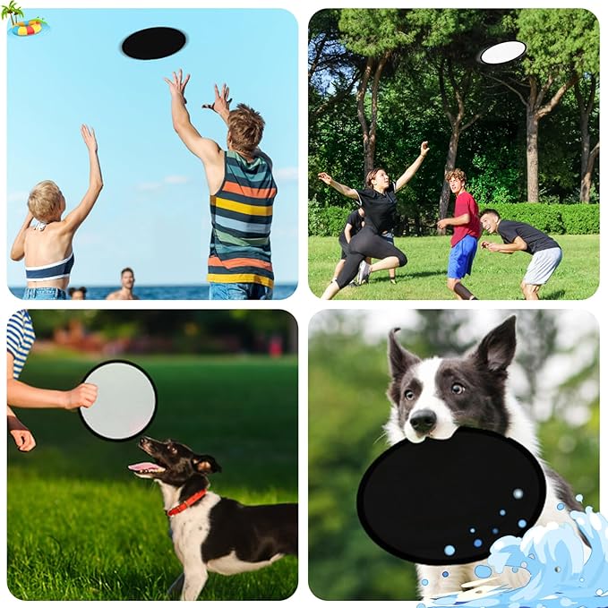 100PCS Foldable Flying Disc Fans with Bags, 9.8'' DIY Handheld Black Egde Fabric Folding Fan for