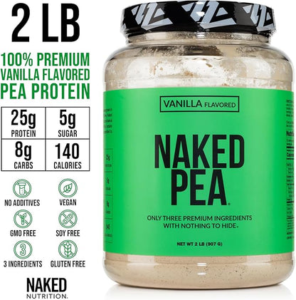 NAKED Vanilla Pea Protein Isolate from North American Farms, Only 3 Ingredients, Vanilla Vegan