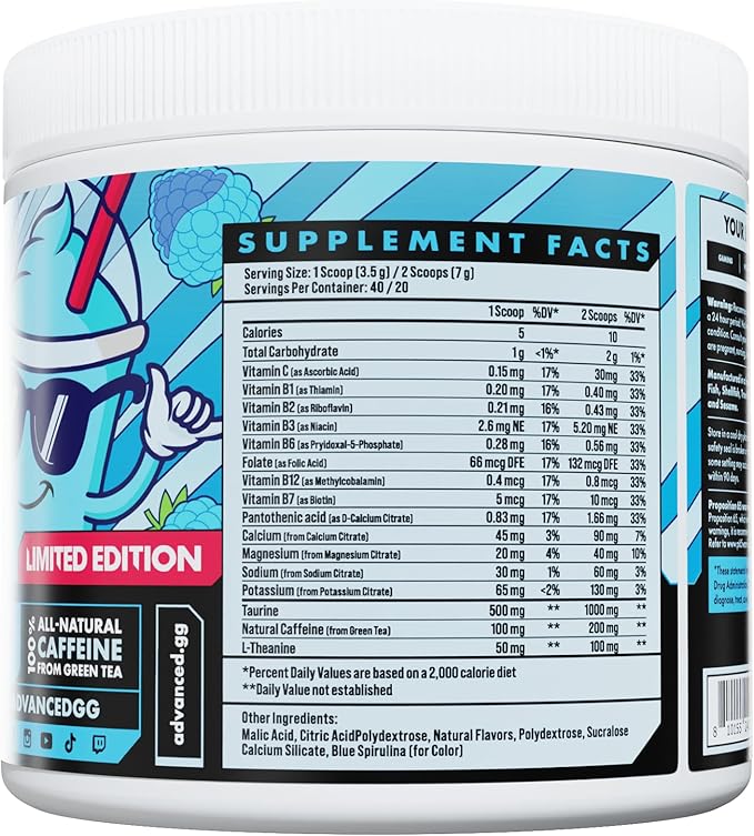 Advanced Energy - Energy Boosting Formula with Electrolytes for Hydration - L-Theanine to Combat