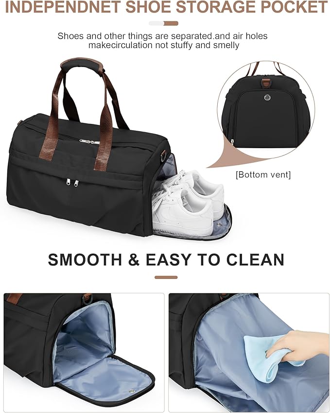 Gym Bag for Women Men with Shoe Compartment, Sport Duffel Bag, Waterproof Travel Weekender