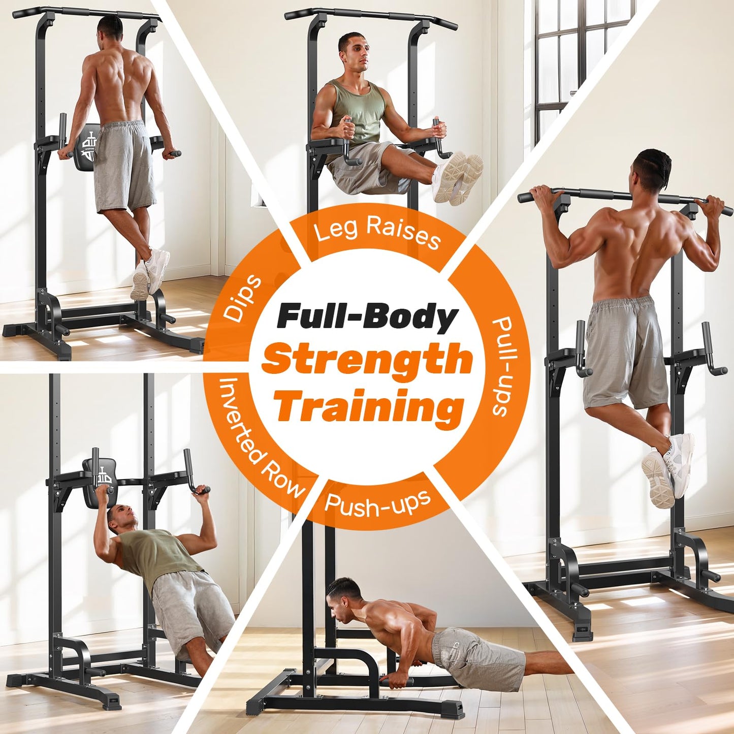 SPORTSROYALS Power Tower, Multi-Function Pull up Bar Dip Station with Upgraded Adjustable Foot