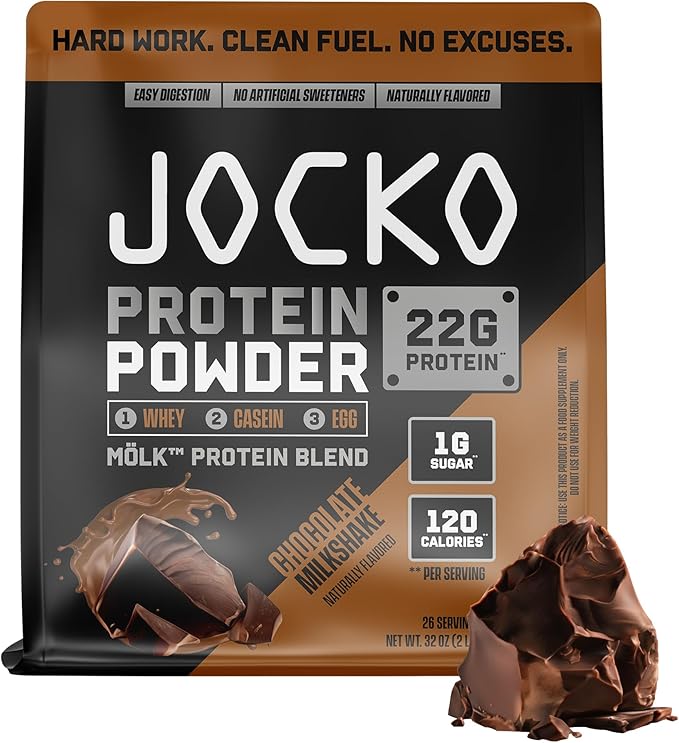Jocko Fuel Mölk Whey Protein Powder 22g Protein - Low Sugar Monk Fruit Blend - Muscle Recovery &
