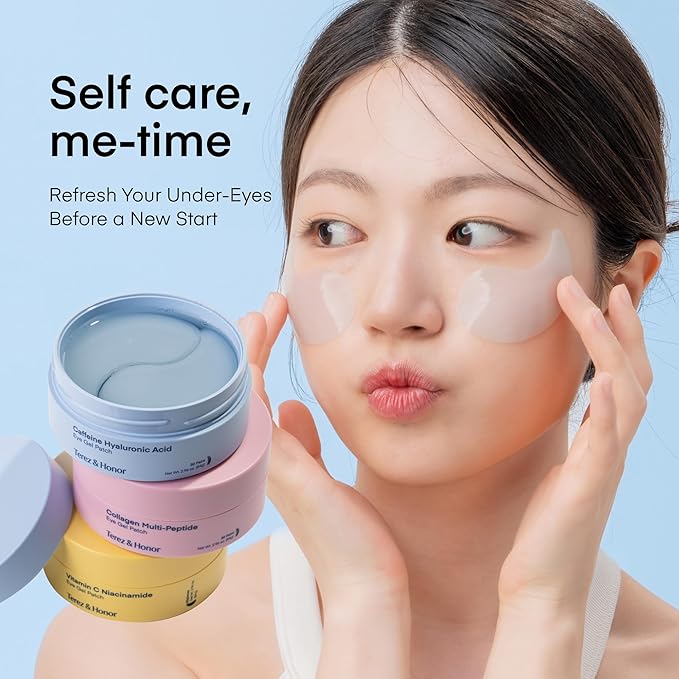 TEREZ & HONOR Eye Patches Set: Korean Hydrogel Eye Masks, 3 Pack (x 60 Pcs) with Caffeine, Collagen