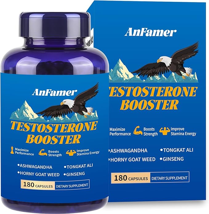 Testosterone Booster for Men with Ashwagandha, L-Arginine, Tongkat Ali, Tribulus, Natural
