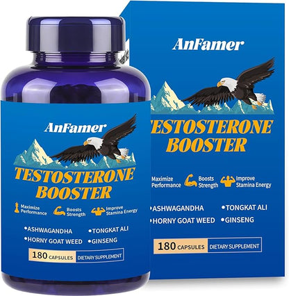 Testosterone Booster for Men with Ashwagandha, L-Arginine, Tongkat Ali, Tribulus, Natural