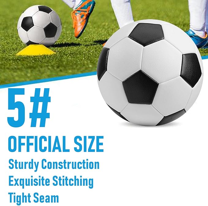 12-Pack Training Soccer Balls Size 5/4/3 with Pump – Bulk Deflated Balls for Teens and Adults