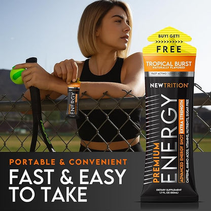 NewTrition® Extra Strength Energy Shots, 250mg Caffeine Energy Shots with Vitamin B & Amino Acids