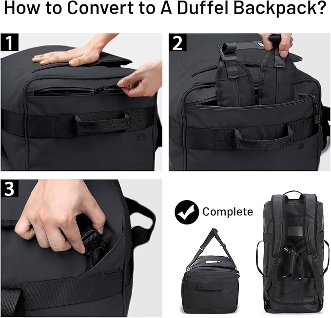 MIER Water Resistant Backpack Duffle Heavy Duty Convertible Duffle Bag with Backpack Straps for