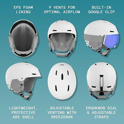 Retrospec Zephyr Ski Helmet - Snowboard Helmet for Adults & Youth - Adjustable Fit with Breathable