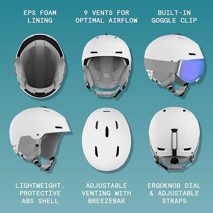 Retrospec Zephyr Ski Helmet - Snowboard Helmet for Adults & Youth - Adjustable Fit with Breathable