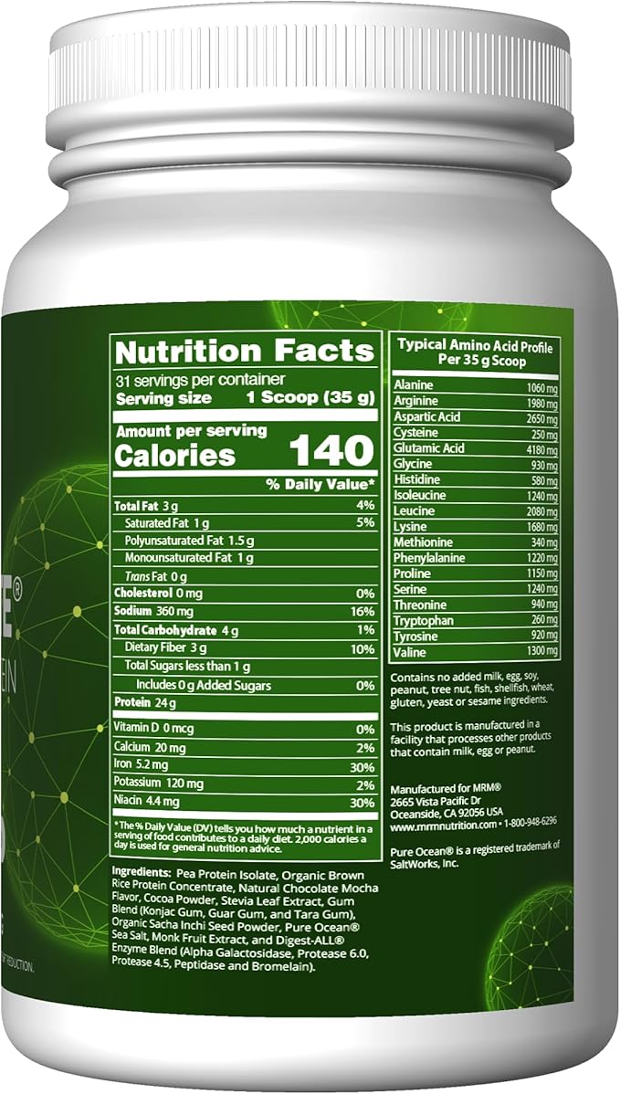 MRM Nutrition Veggie Elite Performance Protein | Chocolate Mocha Flavored| Plant-Based Protein|