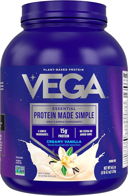 Vega Protein Made Simple Vanilla XL Value Tub (70 Servings) Stevia Free Vegan Protein Powder, Plant