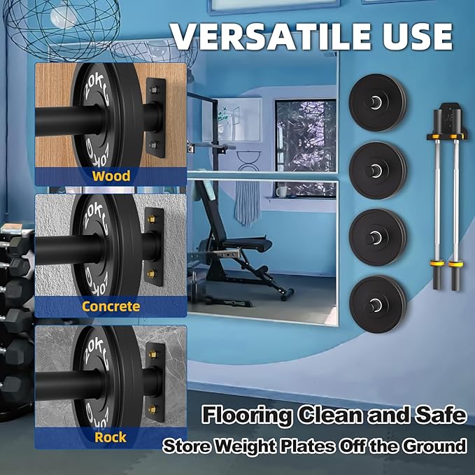 Wall Mounted Weight Plate Holder, Weight Rack Storage for 2" Olympic Weight Plate, Max Weight