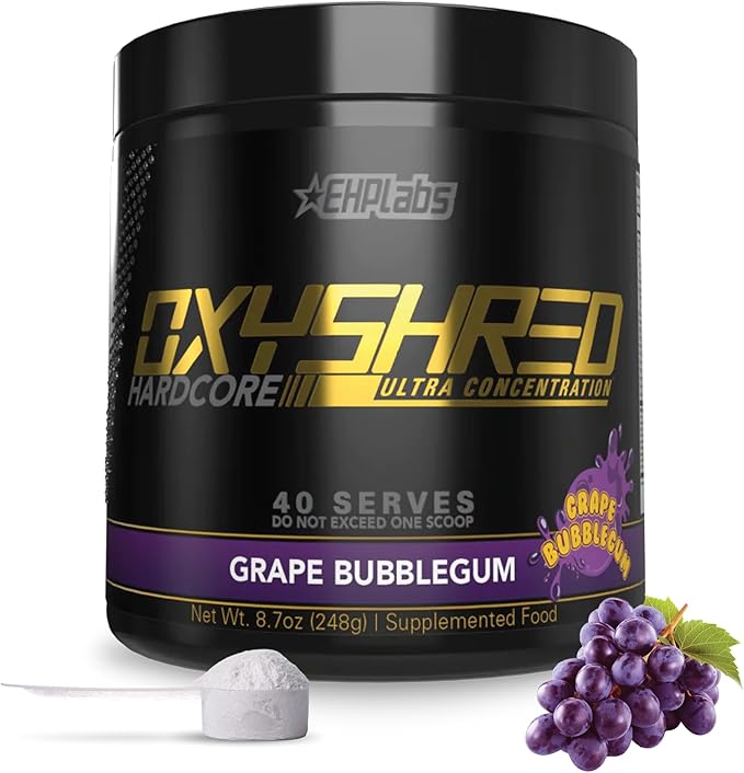 EHP Labs OxyShred Hardcore Super Dosed Pre Workout Powder - Preworkout Powder with L Glutamine &