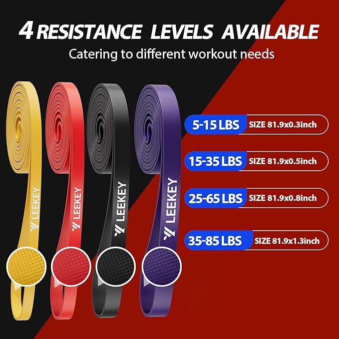 LEEKEY Resistance Bands Set for Pull-Up Assistance & Full-Body Training, Multi-Level Exercise Bands